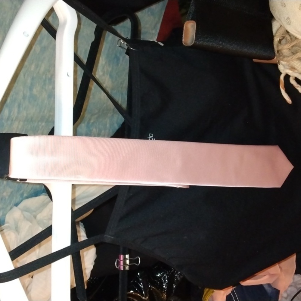 Bellissimo men's silver pink neck tie skinny new